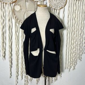Calliope Black Sheer Silk Cut Out Jacket Size Large